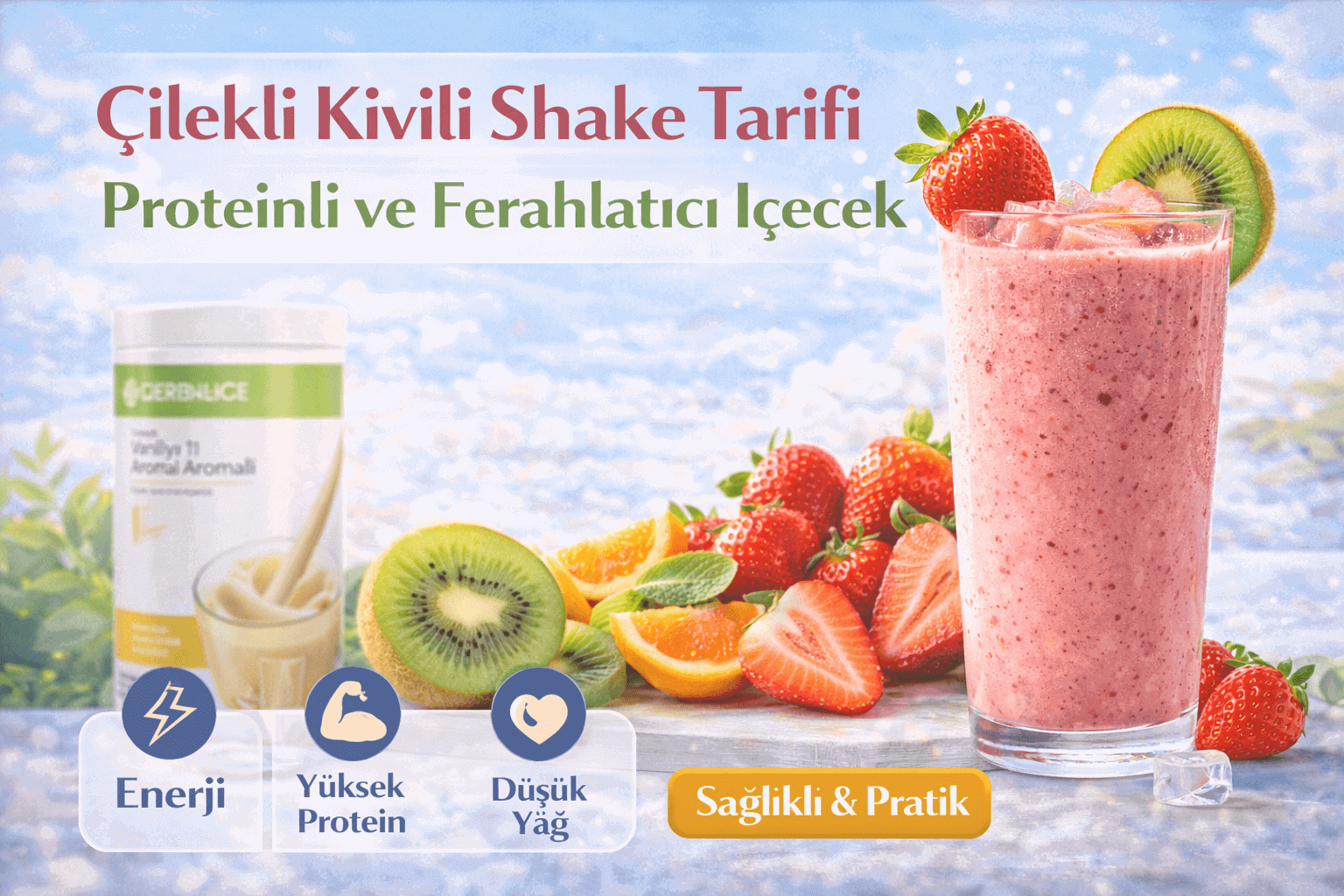 Çilekli Kivili Shake Tarifi | Proteinli ve Ferahlatıcı İçecek