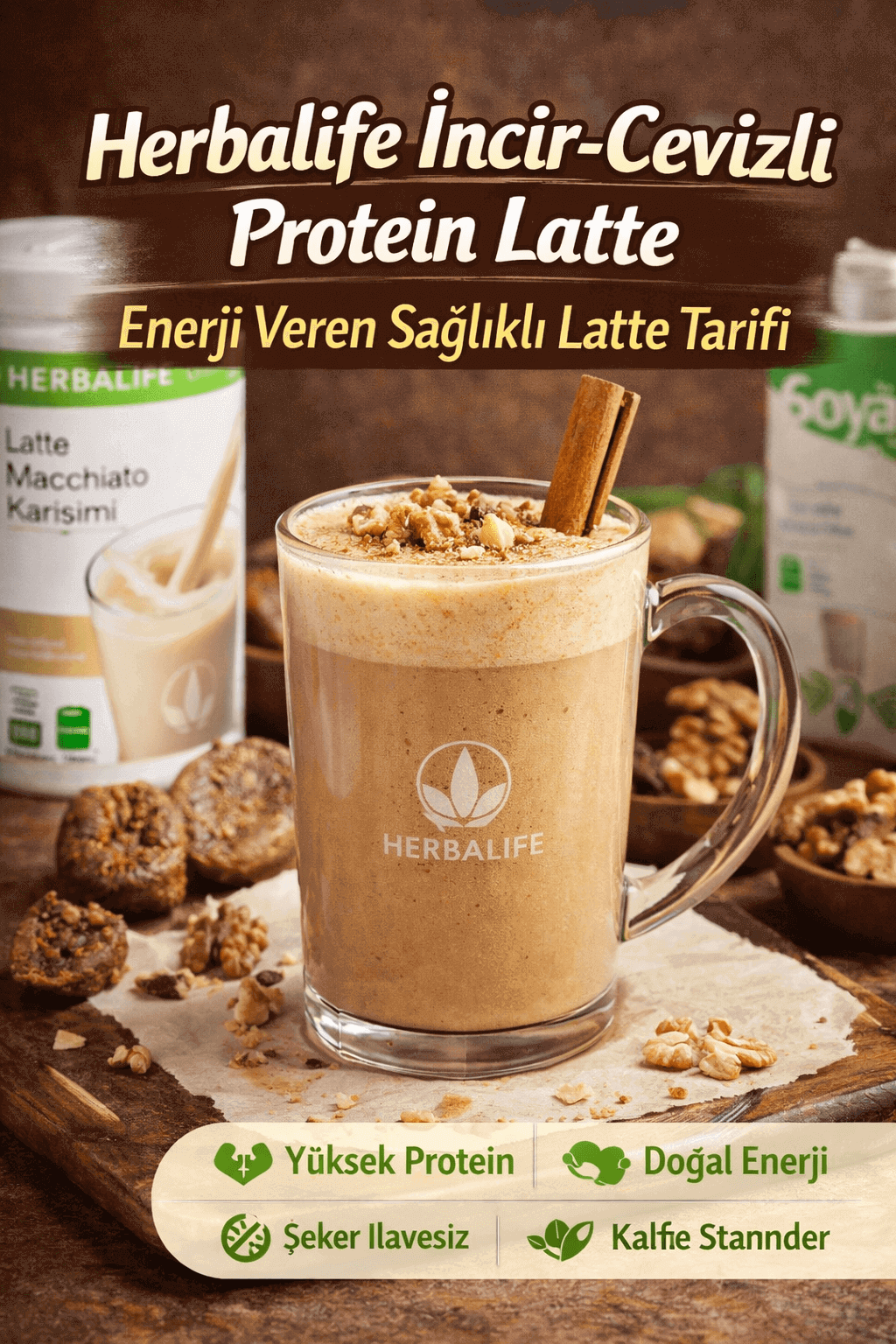 Herbalife İncir-Cevizli Protein Latte Enerji Veren Sağlıklı Latte