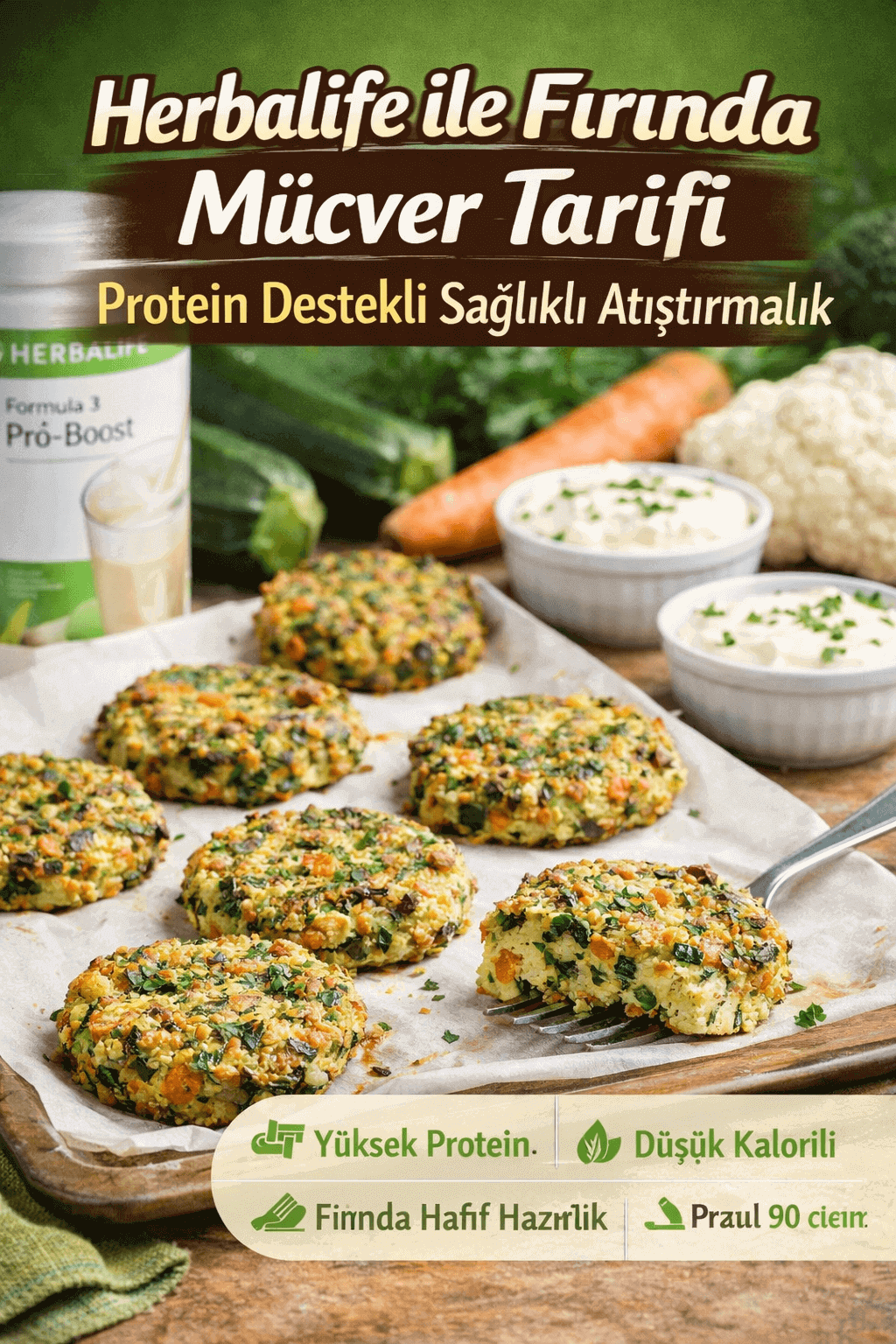 Herbalife Fırında Mücver Tarifi Protein Destekli Sağlıklı Atıştırmalık